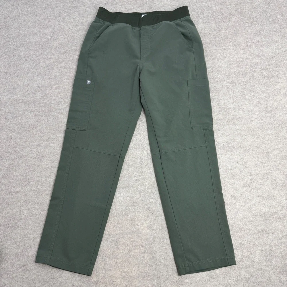 FIGS Axim Cargo Scrub Pants Olive Green Elastic Waist Mens T2001S
